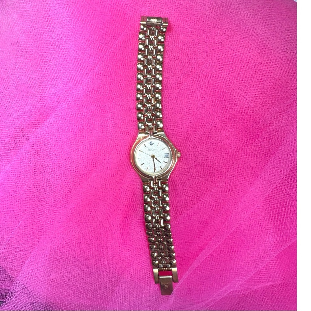 Vintage Bulova Women's Quartz Diamond Accent Gold Tone Ladies Analog Watch - Picture 11 of 15